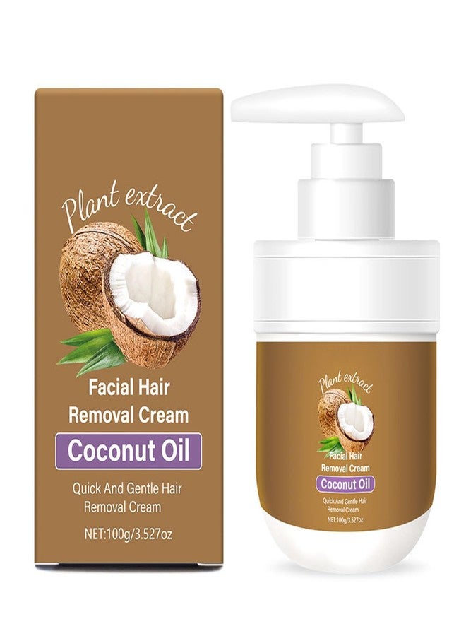 MULPG Facial Hair Removal Cream,Coconut Oil Hair Removal Cream for Women for Upper Lip and Chin,Gentle and Non-irritating Remove Excess Hair (3.52 fl oz) - Image 1